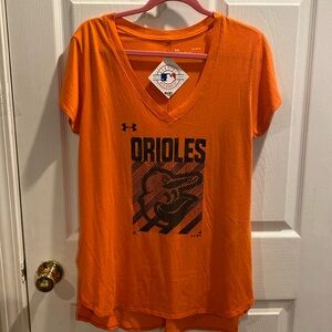 Baltimore Orioles UA orange V-neck short sleeve T-shirt, size L . NWT